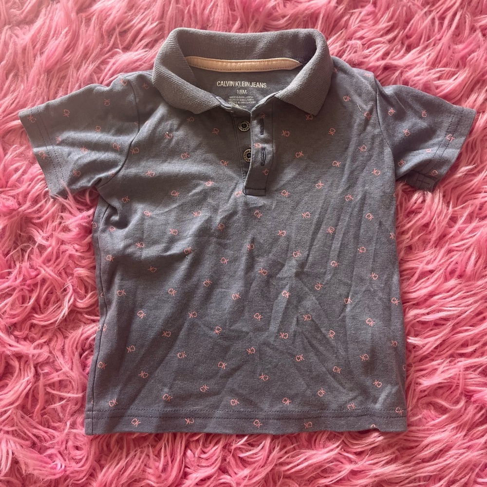 Calvin Klein Gray and Pink Polo Shirt